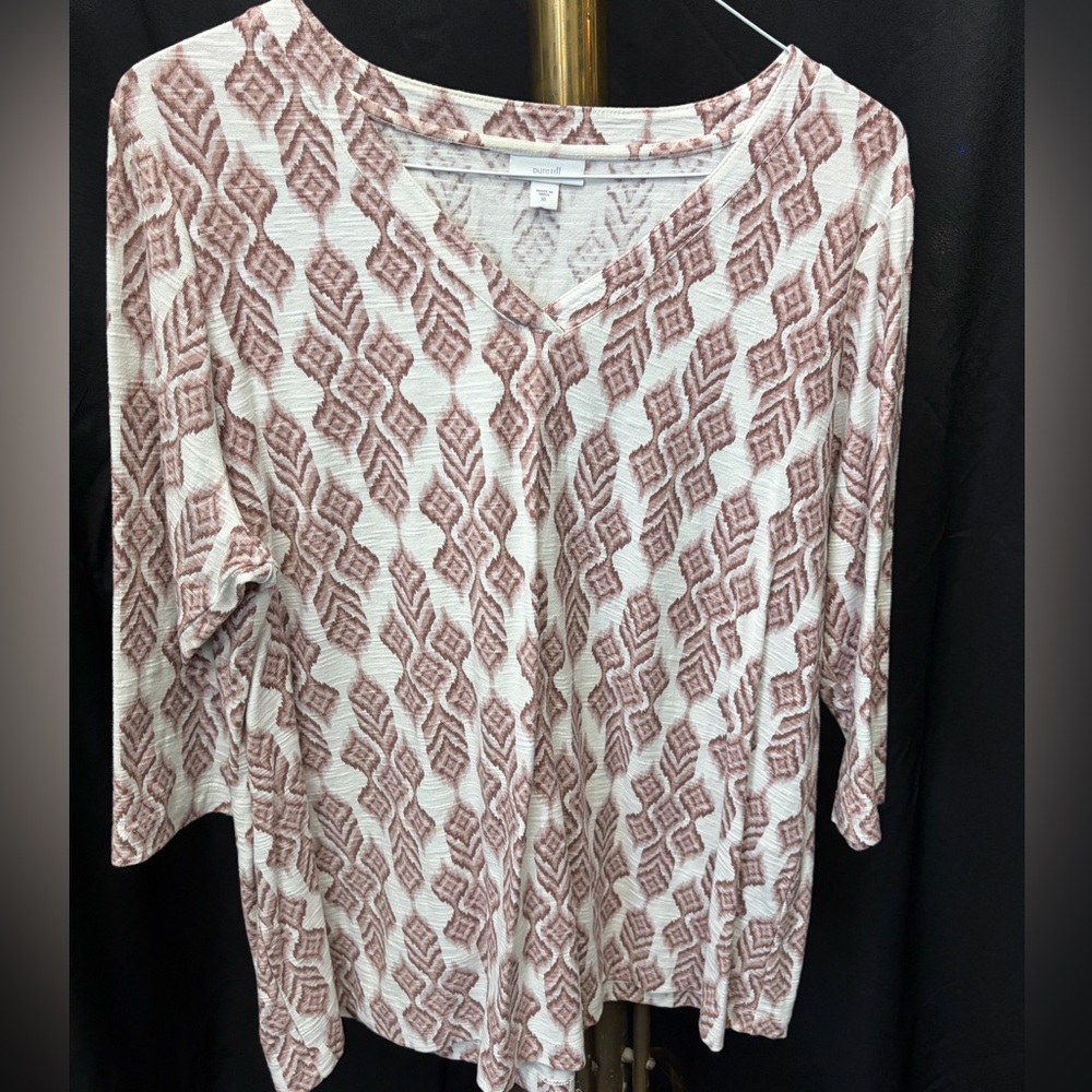 J. Jill Geometric Patterned Blouse in Cream and Pink